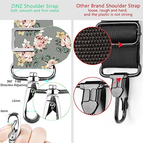 Image of ZINZ Shoulder Strap 78 inch Universal Handbag Strap with Ultra-thick Fixed Padded and Dual Balanced Adjustable Buckles Shoulder Crossbody Strap for Briefcase Messenger Bag Laptop bag Luggage,Gray rose