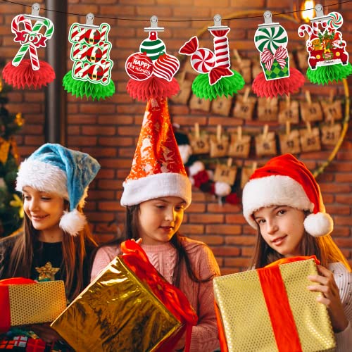 8 Pcs Peppermint Christmas Decorations, Peppermint Candy Decorations 3D Double Side Honeycomb Centerpieces, Peppermint Decorations For Christmas, Christmas Peppermint Decorations For Table #TOP1