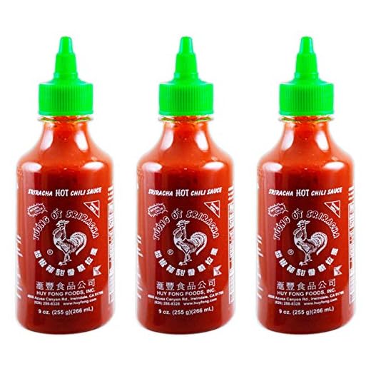 Huy Fong Sriracha Hot Chili Sauce, 9 Ounce Bottle ,spice,chili,sriracha(3 Bottles)