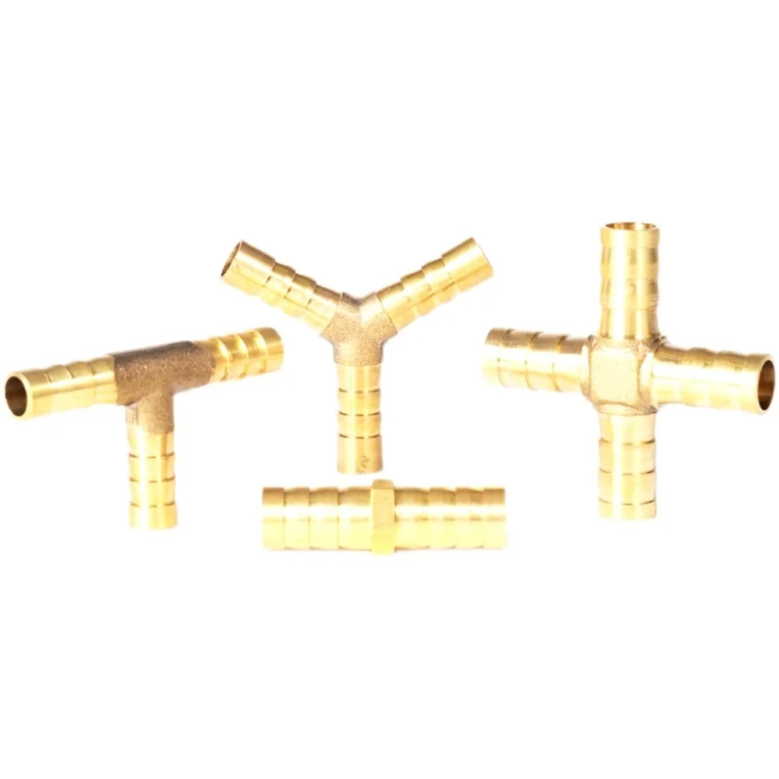 T/X/Y/U Type Brass 4mm 6mm 8mm 10mm 12mm Splicer Pipe Fitting Hose Barb Copper Barbed Connector Joint Coupler 1Pcs(3way -T,8MM Barb_Other)