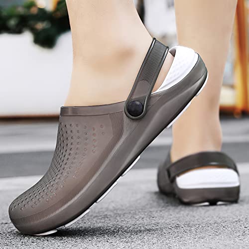 Dabufoy Men's And Women's Arch Support Clogs Garden Shoes, Unisex Indoor Outdoor Comfortable Sandals Slippers With Adjustable Heel Straps Black #TOP4