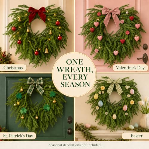 24 Inch Heart Shaped Norfolk Pine Wreath with 15 Inch Black Hanger - image 6