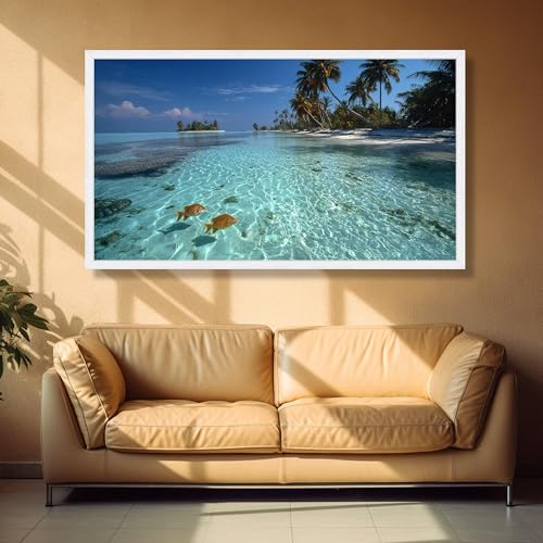 Toile scène de plage grand format pour salon moderne chic