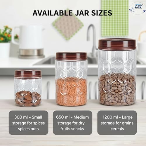 Image of Filox 18-Piece Kitchen Storage Containers Set | Air-Tight Lids | BPA-Free Plastic Grocery Jar Set | 300ml, 650ml & 1200ml | Multipurpose Pantry & Refrigerator Storage Containers