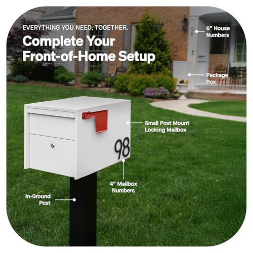 Image of Adoorn Package Delivery Boxes for Outside - Large Anti-Theft Secure Package Box - Free Standing Parcel Drop Box - Weatherproof Construction - Durable Steel - 36 inch H x 20.5 inch W x 15 inch D - White