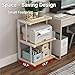 Rolling Printer Stand with Storage, Under Desk Printer Cart with Wheels, 3 - Tier Wooden Metal Shelf for Office, Desktop Printer Stand Organizer for Files and Accessories(Brown)
