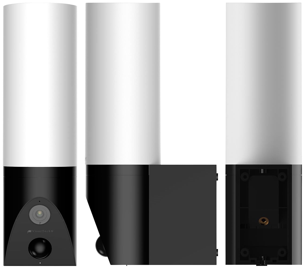 VisorTech Außenleuchte mit Kamera: LED-Außenwandleuchte & WLAN-2K-Kamera, PIR, Nachtsicht, App, schwarz (Outdoor Cam, Outdoor-Überwachungskamera WLAN, Funk Bewegungsmelder)