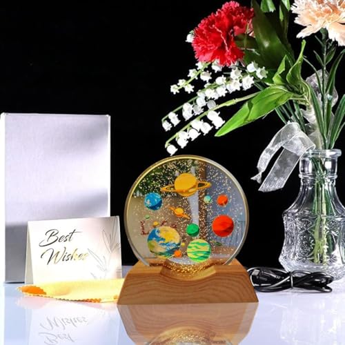 Image of 3D Acrylic LED Night Light - Warm White & Colorful Planet Design with Durable Plastic Base, Decorative Table Lamp for Bedroom, Living Room, Kids Room, Study & Home Decor Gifting
