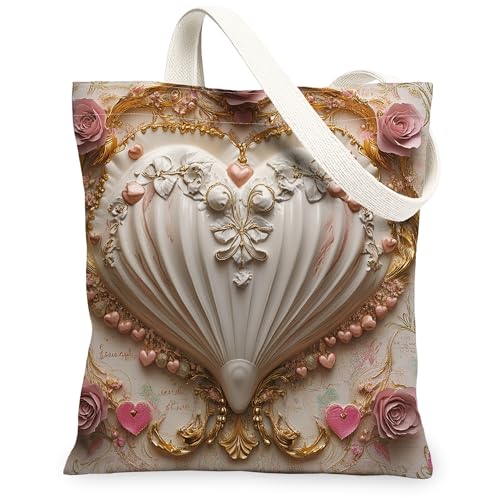 Sac fourre-tout en toile coquillage festonné pour le shopping 33 x 38 cm, sac à bandoulière réutilisable pour femme, peinture côtière, décoration cadeau