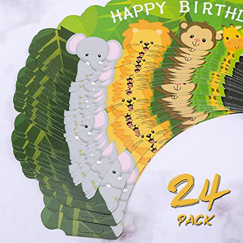 Konsait Animal Cupcake Wrappers, 6 Designs Jungle Safari Wild Animal Cake Toppers And Wrappers, Farm Animal Cake Decorations For Birthday Baby Shower Zoo Party Back To School Party Favors Supplies #TOP4