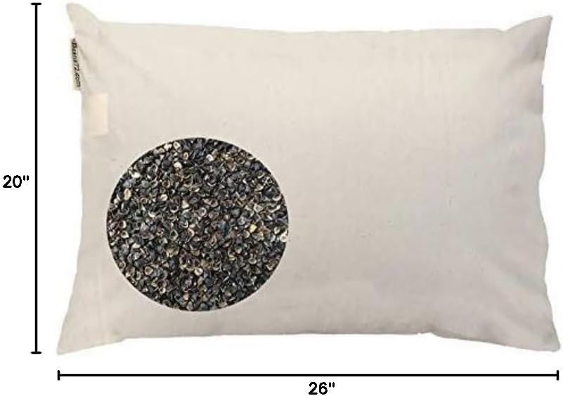 Beans72 Organic Buckwheat Pillow - Twin/Standard Size (20" x 26") Made in USA
