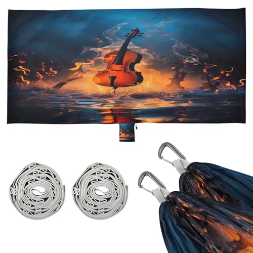 Haskirky Musical Notes Camping Hammock, Single Portable Hammocks with Tree Straps & Attached Carry Bag, 330Lbs Capacity Perfect for Outside Indoor Hiking Beach Backpack Travel