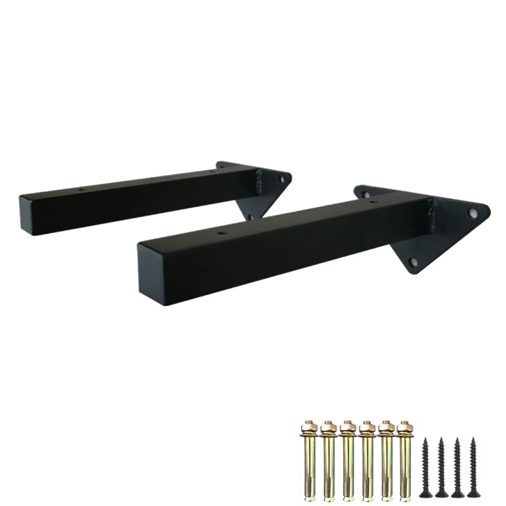 2 Piezas Soportes para Estantes Pesados,Palomilla para Estanterías de Pared,Escuadras Estanterias Metalicas para Estanterías Cocina Exhibición Pared,con Tornillos (40cm,Negro)