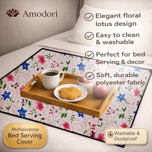 Image of Waterproof Bed Server Mat /Food Mat /Bedsheet Protector | Reversible | 2-Layer Heavy Material | Multi-Purpose Place Mat (Colour & Print May Vary) (floral-24)