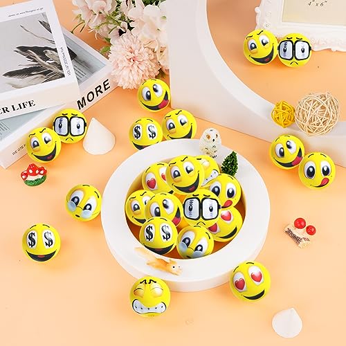 Ainiv Stress Bälle, 20 Stück Stressball, Antistressball für Erwachsene, Lächeln Gesicht Bälle, 4.5CM Schaum Stressabbau Bälle Stressabbau Spielzeug für Mitgebsel