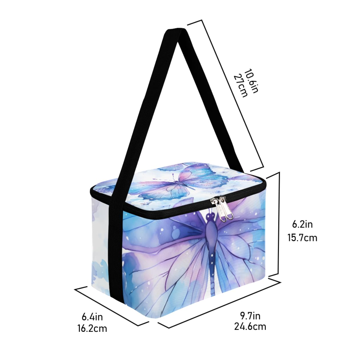 GzLeyigou Lunch Bags for Women Men 9 Cans,Butterfly Hot & Cold Food Delivery Bag Insulated Grocery Bag Insulated Lunch Box Bright Butterfly Cooler Bag for Office Work Picnic Beach