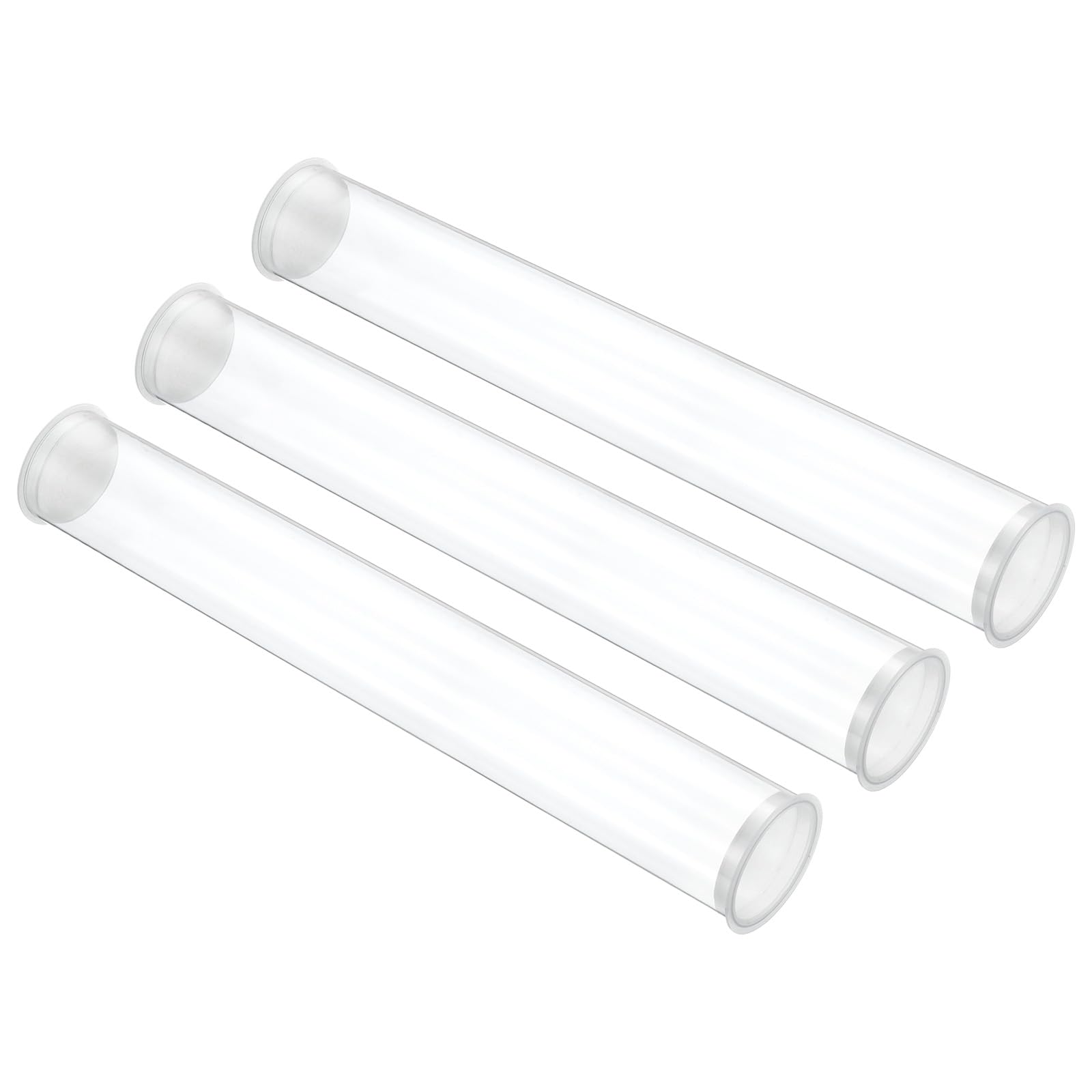 PATIKIL 11.8"L x 1.7"Dia Clear Storage Tubes, 3Pcs PC Plastic Transparent Hollow Round Rigid Tube with Cap for Beads Bath Salt Container Wedding Party Favors