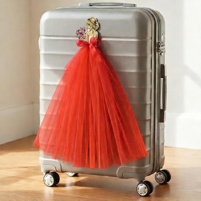 KAMAK 2 Bride Style Decorative for Gift Wrapping | Red Net Design for Suitcase Decor, Trousseau Packing, Wedding Decor, Engagement Bridal Cloths Wrapping (Red)-image-35