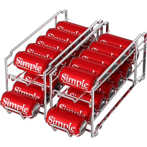 Simple Houseware 2-Pack Stackable Beverage Soda Can Dispenser Rack, Chrome | Metal Soda Can Soft Drink Organizer
