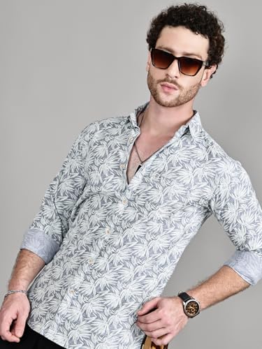 Image of Majestic Man Custom Abstract Printed Pure Cotton Slim Fit Casual Shirt