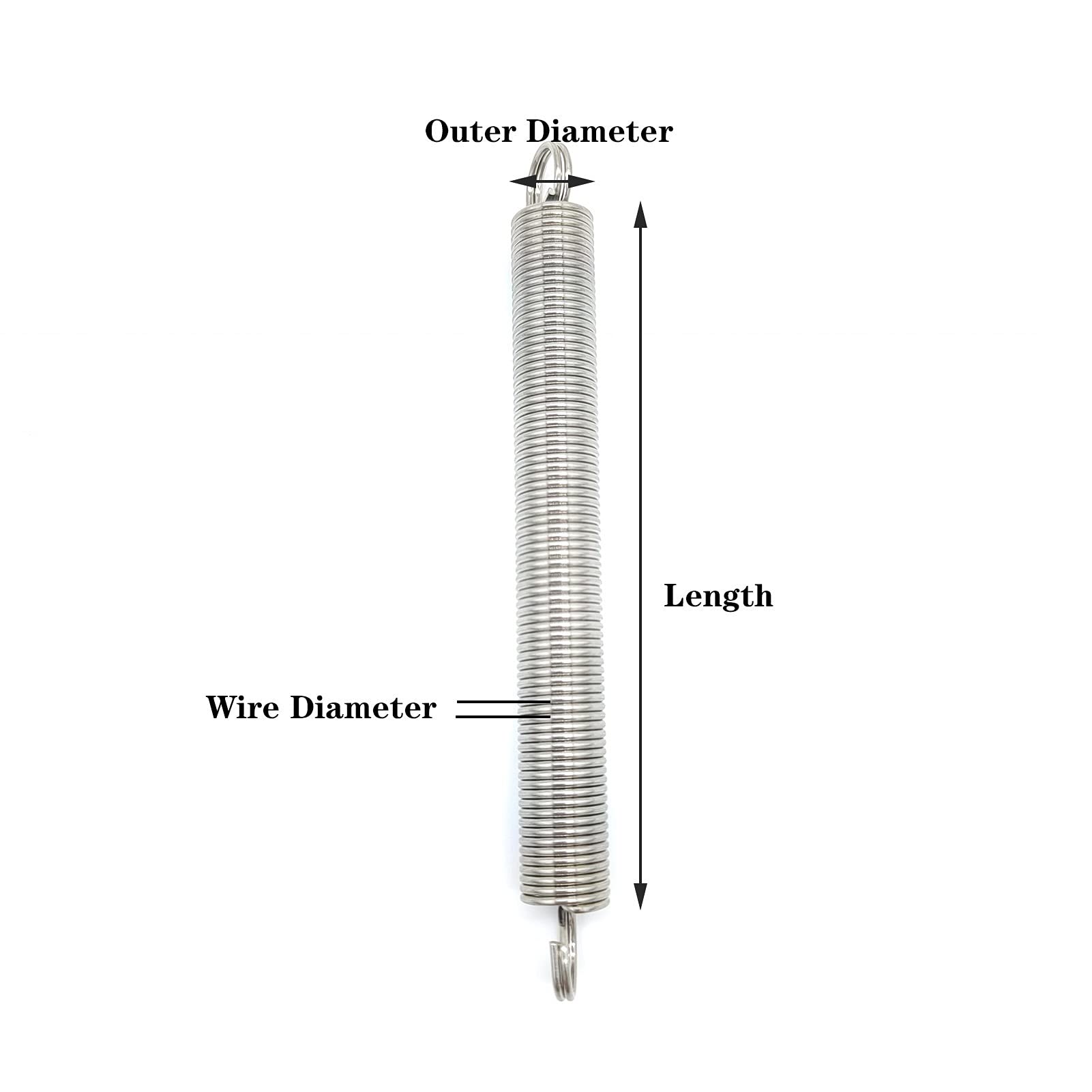 Extension Heavy 2 Pieces, Wire Diameter 0.8mm, Outer Diameter 6mm, Length 70-300mm 304 Stainless Steel Expansion Tension Spring Wire Hook ( Size : 70mm )