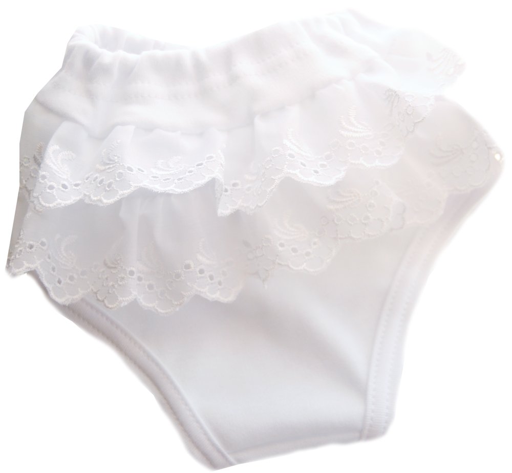 Baby Höschen mit Rüschen in Weiß – Festliche Unterwäsche für Mädchen – Elegante Frilly Unterhose für besondere Anlässe wie Taufe Hochzeiten oder Fotoshootings – Weich bequem und hautfreundlich
