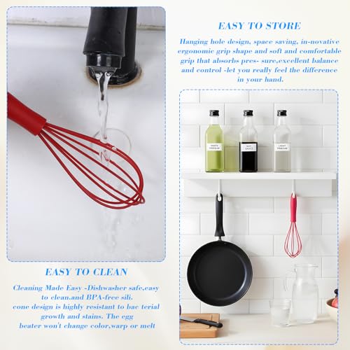 4PCS Whisk Silicone, 17cm Non-Stick Mini Whisk Hand for Cooking, Hand Silicone Whisks for Cooking, Non-Stick Pans, Baking, Mixing, Stirring, 4 Colors - Image 4