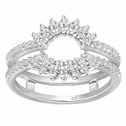 Newshe Jewellery Ring Enhancer for Engagement Rings AAAAA Cz Curved Wedding Band for Women 925 Sterling Silver Eternity Size 4-11