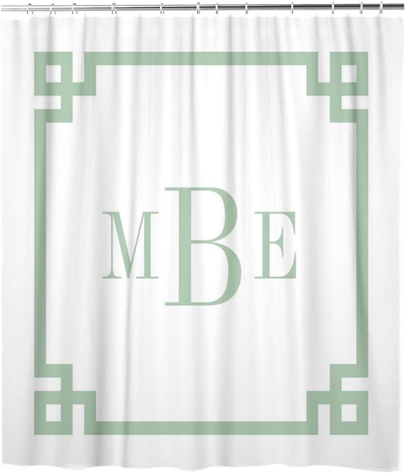 Shower Curtain, Rustic Gray Antler Monogram Farmhouse Shower Curtains with 12 Hooks, Bathroom Bathtub Decor, Waterproof Shower Curtains for Bathroom, 66x72 Inches