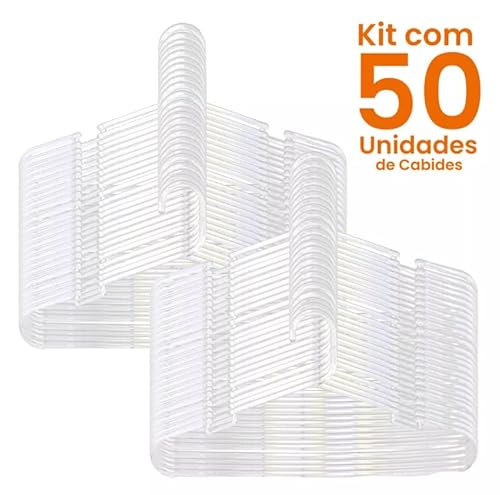 Kit 50 Cabides Acrílico Transparente Adulto Para Roupas