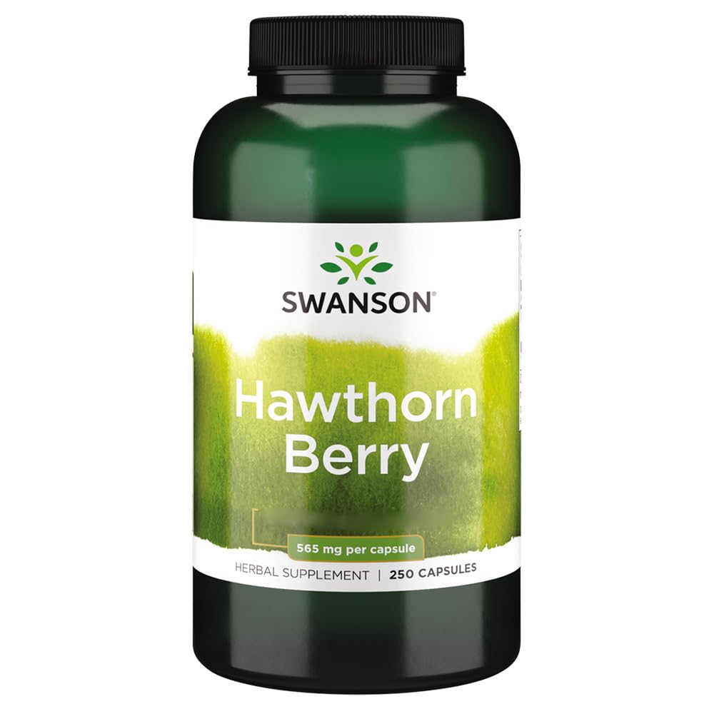 Swanson, Hawthorn Berry (Baies d'Aubépine), 565mg, 250 Capsules, Hautement Dosé, Sans Soja, Sans Gluten, Sans OGM