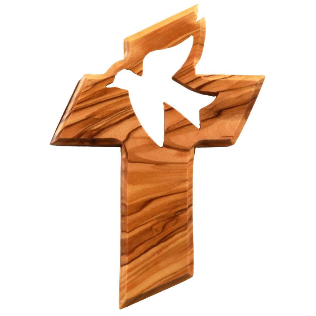 KASSIS Olive Wood Hanging Cross (Dove of Peace) – Handmade Wall Cross from Bethlehem – Religious Gift, Wall Decor for Christening, First Communion, Confirmation, Wedding, Housewarming
