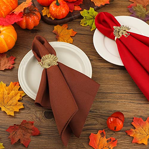 16 Pcs Fall Thanksgiving Napkin Ring Set 8 Pcs Napkin Rings And 8 Pcs Washable Thanksgiving Dinner Napkins For Fall Party Holiday Kitchen Table Decoration For Autumn Party Supplies Decor (Turkey) #TOP4