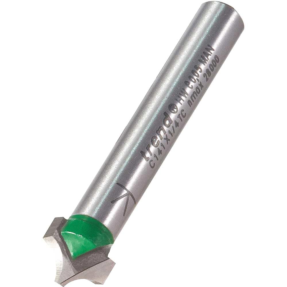 Trend Silver Craftpro Ovolo Panel Veining Router Cutter, 1/4 Inch Shank, 4.8Mm Radius And 7.5Mm Cut Length, Tungsten Carbide Tipped, C141x1/4Tc