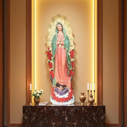 Estatua religiosa de Nuestra Señora de Guadalupe 36 pulgadas alta miniatura 2