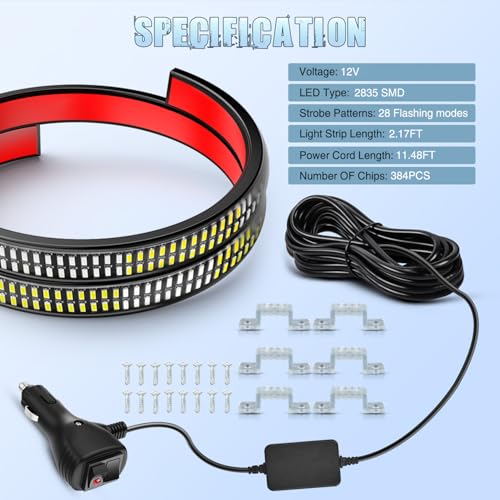 Image of Nilight 2PCS 24 inch Truck Grille Strobe Lights Strip 384 LED Emergency Light Green White Flexible Side Flashing Warning Caution Safety Waterproof Lighting Kit for Trucks Tow Plow Construction Vehicle