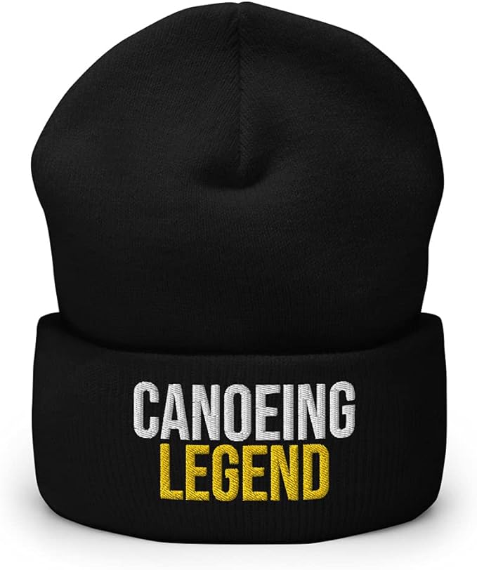 Canoeing Legend Hat (Embroidered Cuffed Beanie) Canoe Lovers Outdoor Apparel Black at Amazon