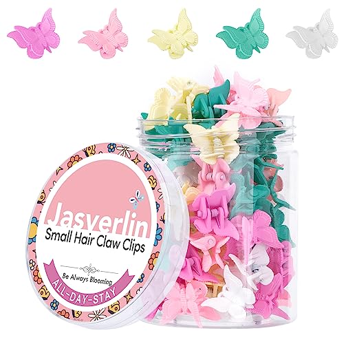 JASVERLIN Butterfly Hair Clips Colorful, Girls Cute Mini Small Hair Claw Clips