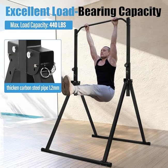 Foldable Pull Up Bar, Power Tower Workout Dip Station Height Adjustable Pull Up Bar for Home, Multifunction Fitness Tower Station Gym Training Equipment