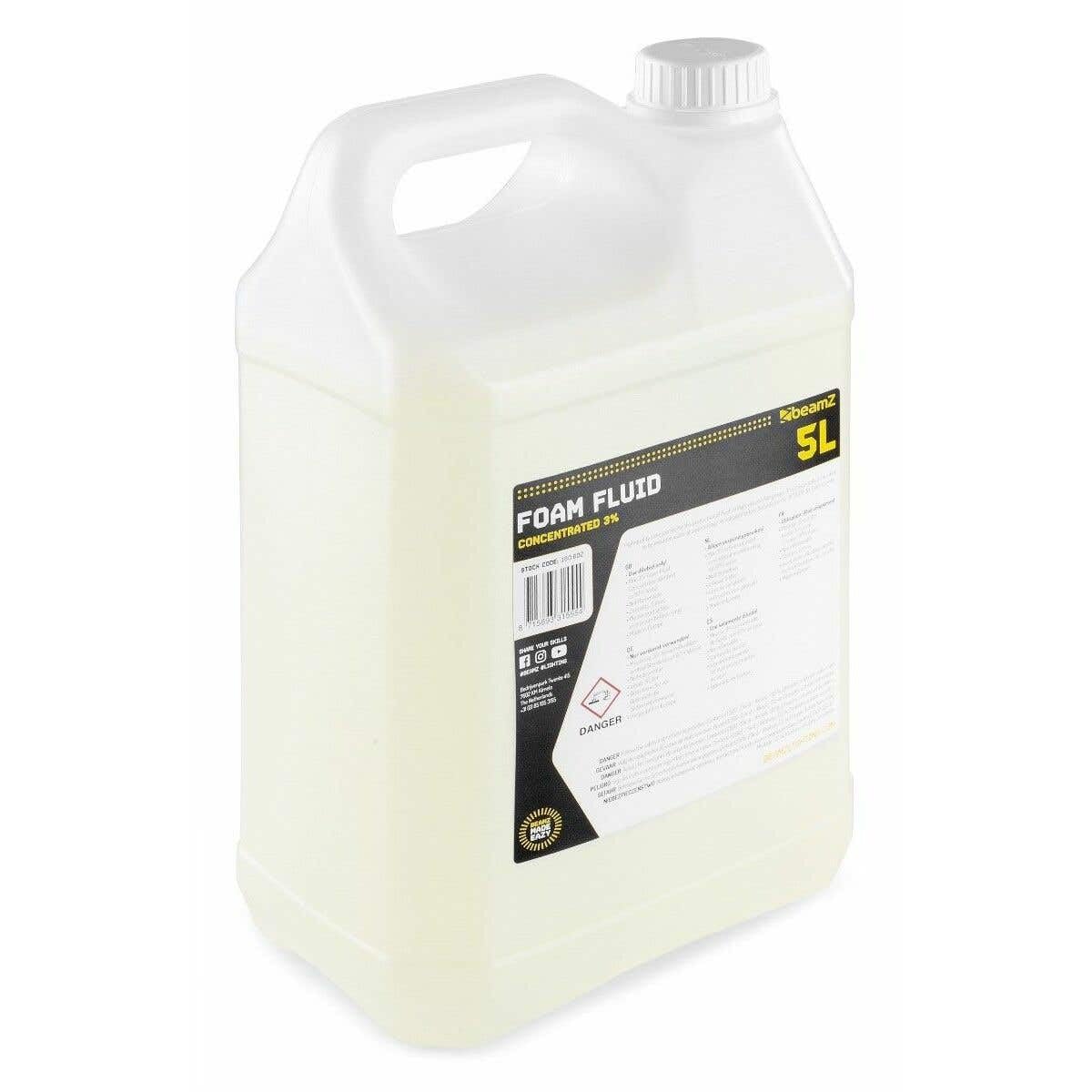 BeamZ FFL5 Liquide pour Machine à Mousse Concentré 3% - 5L, Mousse de Qualité, Non Inflammable, Mousse Liquide, Compatible avec JFC1000, à Mélanger avec de l'eau