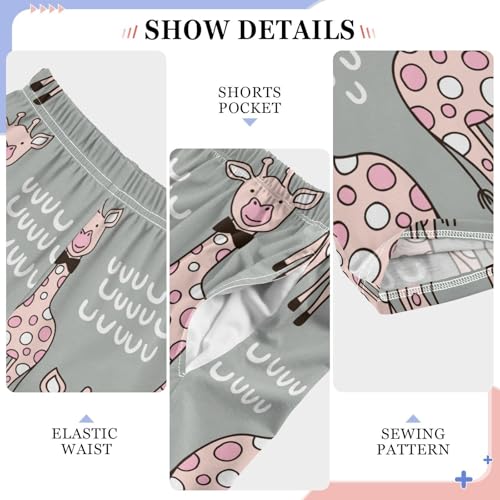 ZZXXB Giraffe and Polka Dot Boys Long Pants Soft Trousers Elastic Waist Kids Lounge Bottoms with Pockets S-XL4