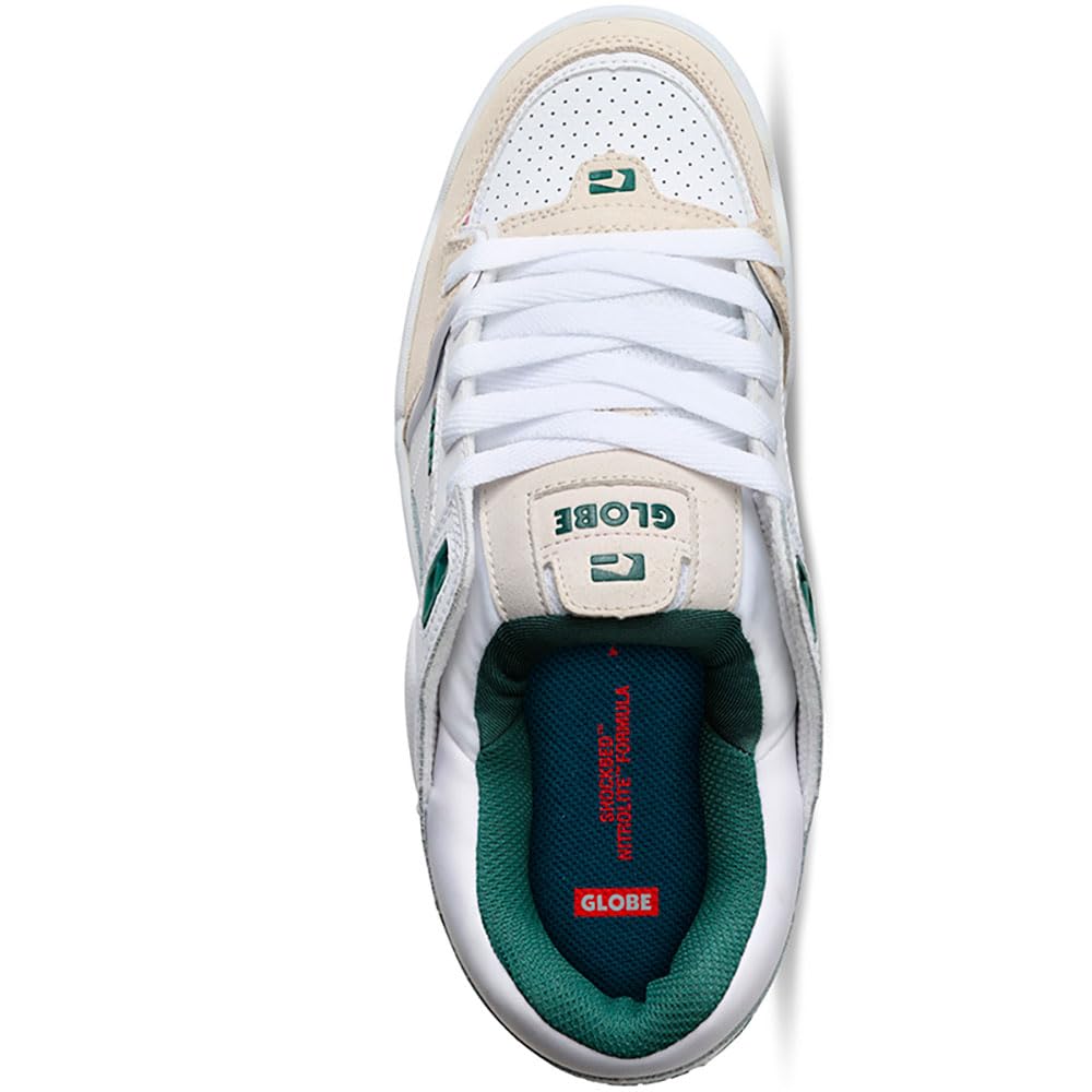 Globe Men's Fusion Skate Shoe, White/Green, 11.5