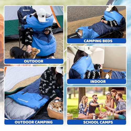 Bolsa de dormir KINGROCK para adultos, ligera, impermeable, para clima frío, camping, senderismo y viaje al aire libre con bolsa de compresión miniatura 6