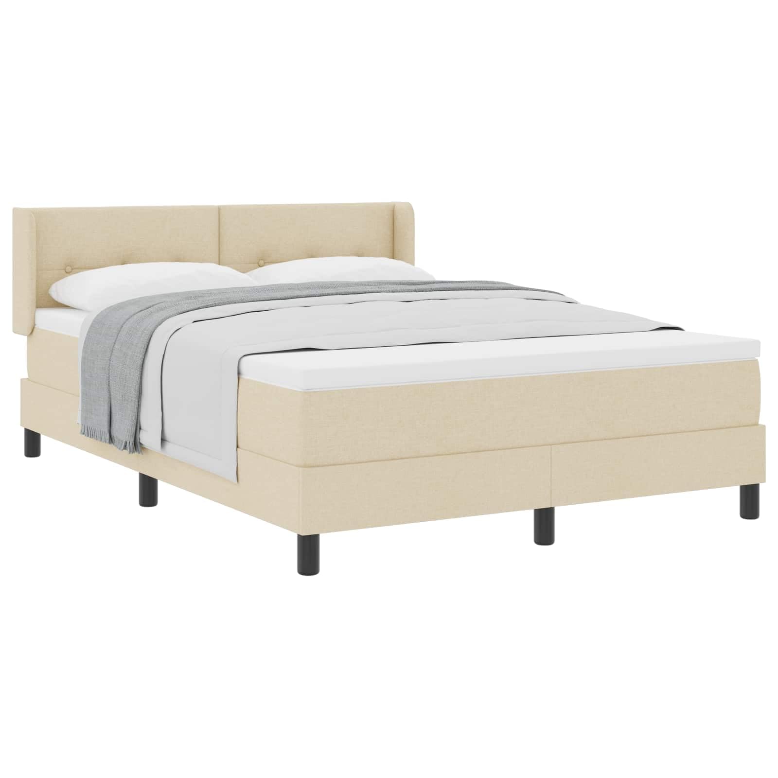 Solivagant Boxspringbett mit Kopfteil Creme 200 x 140 cm Stoff, Möbel,Betten Zubehör,Betten Bettgestelle, 62.07 kg-3341109