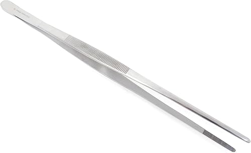 Pinzas de precisión de acero inoxidable profesional culinario con puntas dentadas, pinzas para servir con detalles de presentación de alimentos,