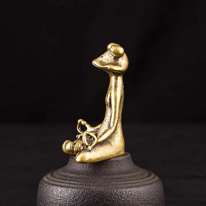 Norhogo Yoga-Frosch, Metall Meditierende Statue, Desktop Garten-Frosch lustig für Dekoration innen und außen
