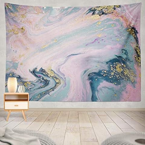 Summor Liquid with Marbled Blue and Pink Marble Gold Rose Pink Golden Acrylic Art Blue Art Nature Home Decorations for Living Room Bedroom Dorm Decor 80 x 60 Inch Cover
