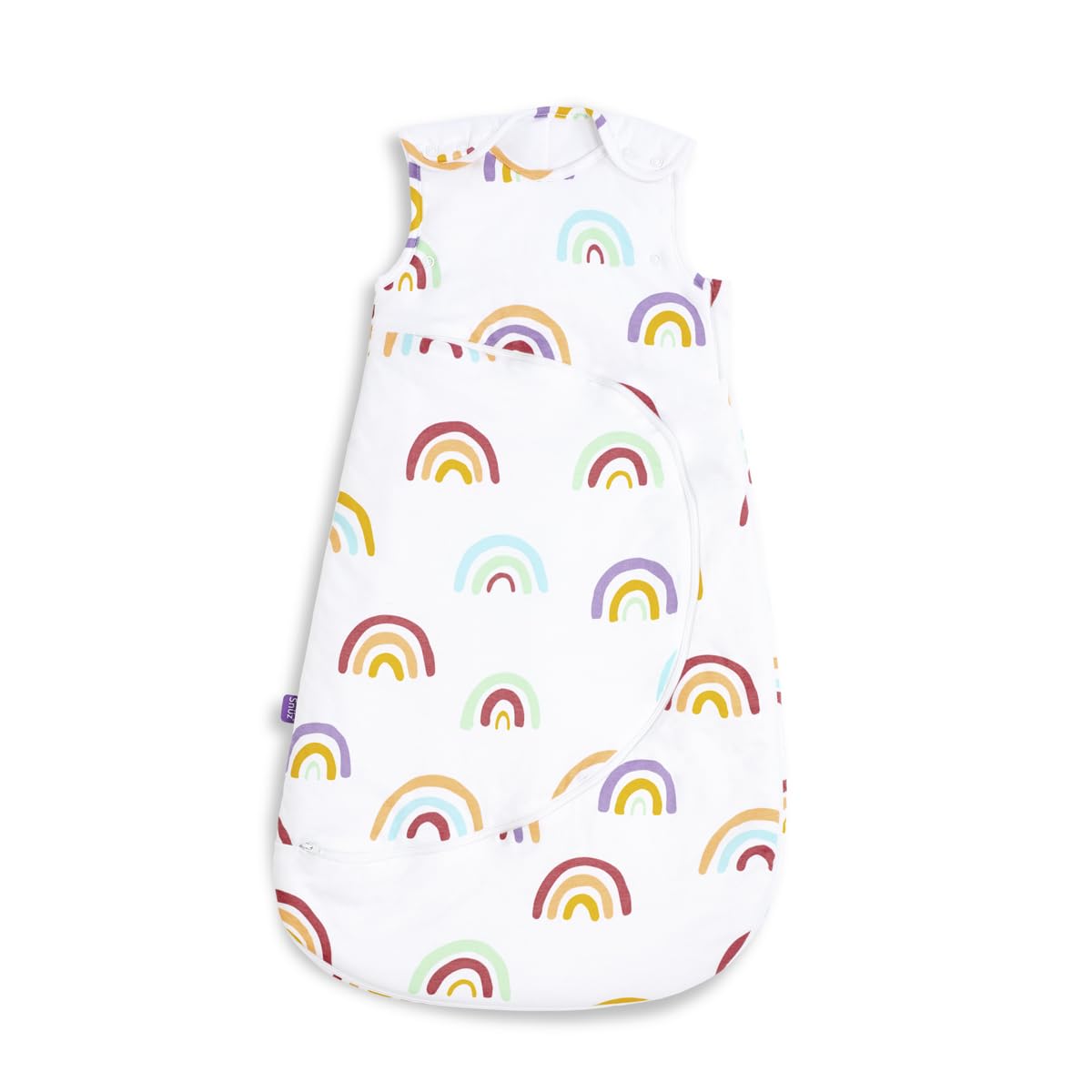 Snuz Saco de dormir para bebé con cremallera para cambiar pañales fácilmente, algodón súper suave, cumple con la norma de seguridad británica, arcoíris, 1 tog 6-18 meses