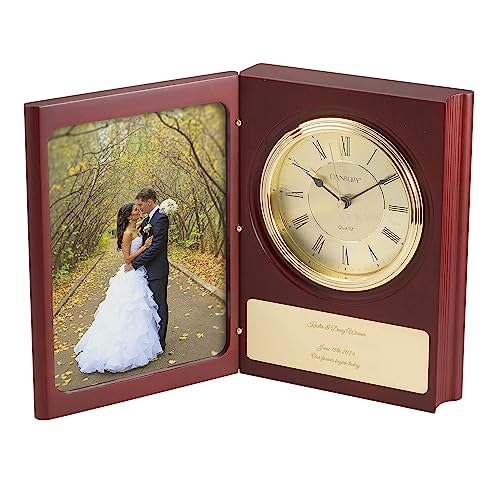 THINGS REMEMBERED Engraved Wedding Large Book Frame Clock (Free Customization)