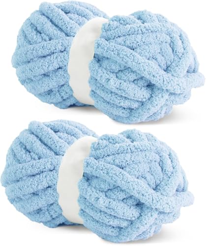 Image of ProKart Premium Blankie Wool, Plush & Cuddly, Chenille Yarn Supersoft Hand Knitting Wool Ball | Blanket Thick /Mottu Yarn Ball Suitable for Hand Knitting and Crocheting (Sky Blue, 100gms x 1 Pack)